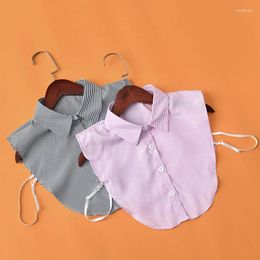Bow Ties Linbaiway 2024 Women Shirt Fake Collar Detachable Collars For Mens Striped Lapel Necklace False Top Decorative