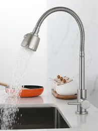 Bathroom Sink Faucets Kitchen 360 Degree Rotatable Spout Single Handle Basin Faucet Stainless Steel Swivel Cold And Tap