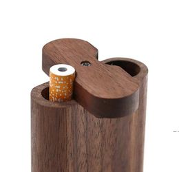Wood Dogout Case Natural Handmade Wooden Smoking With Ceramic One Hitter Metal Cleaning Hook Tobacco Pipes Portable SEAWAY HWF54358927617