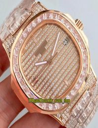 4Color DM Topversion Super Luxury Diamonds Case Strap 571910G010 Rose Gold Diamonds Dial Cal324 S C Automatic Mens Watch Stra8422293