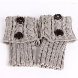 Women Socks Fashion Double Button Cable Knitted Boot Cuff Short Leg Warmer Womens Twist Boots Accessories