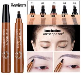 Waterproof Fork Tip Eyebrow Tattoo Pencil Long Lasting Professional Fine Sketch Liquid Eye Brow Pencil9619943