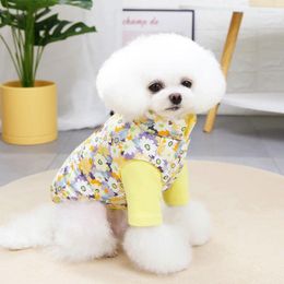 Dog Apparel Cute Floral Double-sided Warm Vest Pet Clothes Winter Cotton Coat Cat Teddy Small And Medium-sized Wholesale