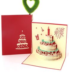 Happy Birthday Cake Postcard with Envelope Handmade 3D Pop Up Greeting Cards for Lover Mother Friend Gift7255148