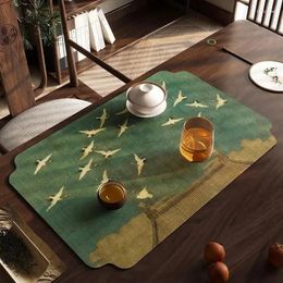 Tea Napkins Chinese Zen Mat Cushion Retro Premium Leather Placemat Waterproof Anti-scald Anti-oil Anti-wash