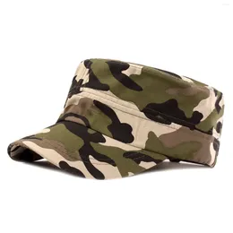 Berets Men's Camouflage Military Flat Adjustable Trucker Driving Baseball Sun Hat Cap For Male Outerwear