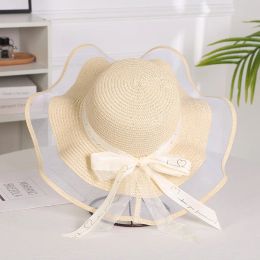 Foldable Big Brim Floppy Girls Straw Hat Sun Hat with Bow Elegant Protection Shade Fashion Women Beach Hat 2021 gorras