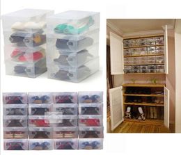 High Quality 10pcslot Foldable Plastic Shoe Storage Case Boxes Stackable Organizer Shoe Holder basket Easy DIY 04041786445