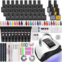 Nail Art Kits Poly Nail Gel Set With UV LED Nail Lamp Dryer Gel Varnish Nail Kit For Quick Building Nails Extensions Gel Manicure Tools Kit T240510