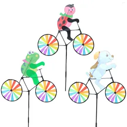 Garden Decorations Cute 3D Animal On Bike Windmill Yard Art Whirly Stakes For Home Outdoor Decors