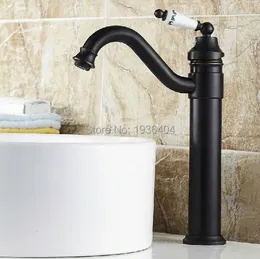 Bathroom Sink Faucets Antique Brass Retro Basin Mixer Taps With Blue And White Porcelain Swivel Spout Black Faucet B3223