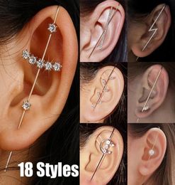 18K Gold Charm Earmuffs for Women Girls Wraparound Crawler Hook Long Earrings Unique Hypoallergenic Stud Climber Jewelry Valentin6635533