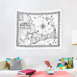 Tapestries Vintage Map Of Cape Cod BW Tapestry Wall Decor For Bedroom Room Aesthetic