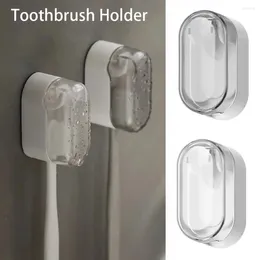 Kitchen Storage 1Pcs Dustproof Toothbrush Holder Stylish Design For Home Self-adhesive Bathroom Rack White Grey Wall-mounted