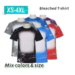 Tees Blank Heat Transfer Sublimation Shirts Bleach Shirt Bleached Polyester T-Shirts US Men Women Party Supplies Au21 ed T-