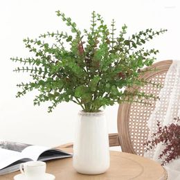 Decorative Flowers Home Plants Floral Simulation Eucalyptus Branch Leaves Plastic Artificial Plant Red White Leaf Auditorium Decoration