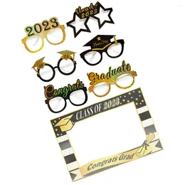 Disposable Cups Straws Graduation Season Po Props Glasses Party Eyeglasses Paper Decorations One Booth 2024 Decors Cap