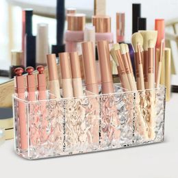 Storage Boxes Makeup Brush Holder Multi Functional With 4 Slots Clear Desk Organizer For Bathroom Desktop Vanity Countertop Eyeshadow Pen