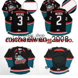 Vin Weng Mens Womens Kids WHL Kelowna Rockets 2 Shea Weber 3 Myers Embroidery Custom Any Name No. Ice Hockey Jerseys Goalit Cut