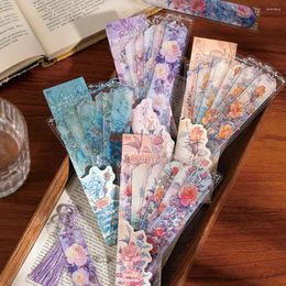 Mr. Paper 4 Styles Exquisite Flower Handbook Decoration Card Waterproof Relief Student Reading Book Marks Supplies 6pcs/pack