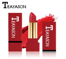 Dropship TEAYASON Waterproof Matte Lipstick For Women Long Lasting Batom Dark Red Velvet Balm Rouce a Levre Natural Makeup Lip Sti2260041