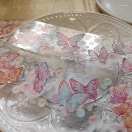 Gift Wrap Vintage Lovely Pink Flying Dancing Butterfly Crystal Washi PET Tape For Card Making DIY Scrapbooking Decorative Sticker