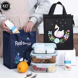 Storage Bags Portable Large Capacity Canvas Thermal Insulation Lunch Bag Thickened Aluminium Foil And Preservation Bento