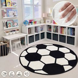 Cartoon circular carpet creative football large carpet used for soft and fluffy childrens bedroom non slip floor mat in living rooms 240510