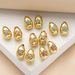 Dangle Earrings FLOLA Star Green Crystal Waterdrop For Women Butterfly Drop Earring Fashion Jewelry 18K Gold Plated Ersw57
