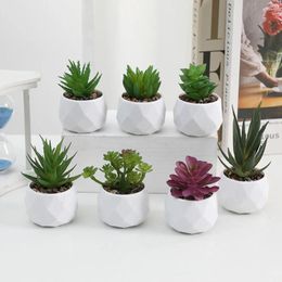 Decorative Flowers Evergreen Artificial Succulent Mini Fake Plants Plastic Bonsai Cactus Small Potted Home