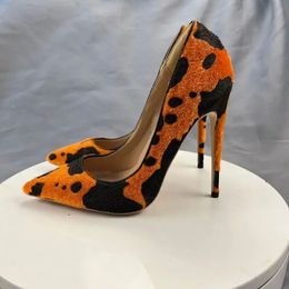 Street Style Leopard Suede Women Pumps Thin High Heel Pumps Sexy Pointed Toe 8cm 10cm 12cm Comfortable Party Shoes