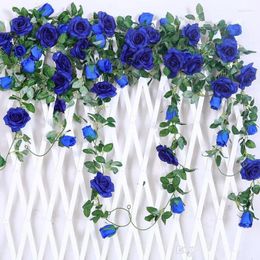 Decorative Flowers 6.5Ft Artificial Rose Vine Silk Flower Garland Hanging Baskets Rattan Home Outdoor Wedding Arch Garden Wall Decor