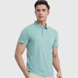 Summer Ice Silk Polo Shirt Men Cool Feeling 190g Modal Cotton Spandex Lapel T-shirt Fashion Pure Color Short Sleeve Tees Business Leisure Tops Male Clothings