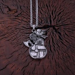 Chains Classic Vikings Warrior Shield Axe Necklace Sparta Masculine Men Never Fade Stainless Steel Pendant Nordic Amulet Jewelry