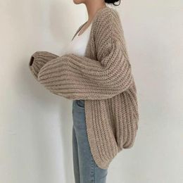 Women's Knits Solid Color Knitted Sweater Coat Cozy Warm Loose Fit Batwing Cardigan For Women Autumn/winter Streetwear