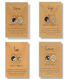 Pendant Necklaces 12 Constellation Necklace For Women Men Star Zodiac Sign Leo Libra Aries Wish Card Fashion Couple Jewellery Gift8961553