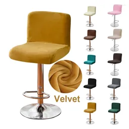 Chair Covers Velvet Bar Short Back Stretch Fabric Stool Seat Cover Slipcovers El Banquet Dining Small Case Solid Colour