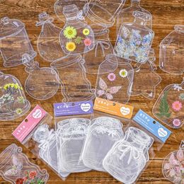 Gift Wrap 20Pcs Transparent PET Stickers Bottle Shaped Pressed Flower Bookmark DIY Dried Bookmarks Clips Homemade Plant Specimens