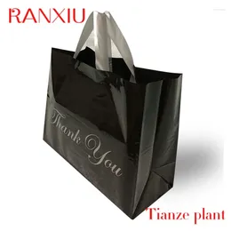 Gift Wrap Custom High Quality Customised Plastic Thank You Bags Black Carrying Bag With Handle