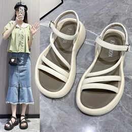 Casual Shoes Sandals Women's 2024 Summer Internet Red Matching Skirt Versatile Beach Thick Sole