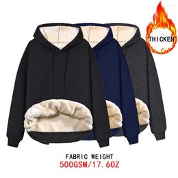 Men's Hoodies Winter Pullover Warm Sweatshirts Lambwool Oversized Sportwear Tops Thicken Hooded Solid Clothing