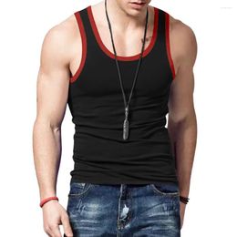 Men's Tank Tops Men Sleeveless O Neck Summer Patchwork Top Solid Color Vest T Shirt Tight Tee Home Sports Male Base Sweatshirt