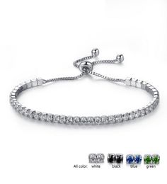 18K White Gold Plated Cubic Zircon Cluster Adjustable Box Chain Tennis Bracelets Fashion Womens Jewellery Bijoux for Party2690953