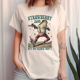 Women's T-Shirt Strawberry Jams Funny Saying T-Shirts Trendy Cute Meme T Shirt Women Vintage Frog Printed Ts Short Slve Cottagecore Clothes T240510