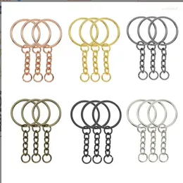 Keychains 50pcs/lot Keychain Split Ring With Short Chain 25mm Key Rings Women Men DIY Chains Accessories