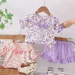 Clothing Sets Kids Baby Girl Cloting Outfits Summer Toddler Girls Casual Print Shirts Tops Short 2Pcs Baby's Birthday Set Suits