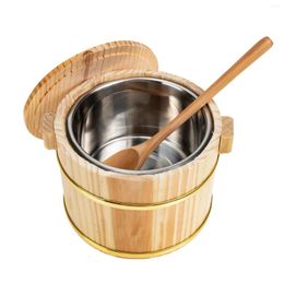 Dinnerware Sets Cask Rice Cooked Serving Bowl Sushi Container Storage Wood Beancurd Jelly Bucket