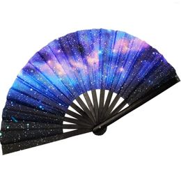 Decorative Figurines Universe Galaxy Outer Space Folding Fan For Raves Halloween Burlesque Handheld Fans Women Festival Accessories Hand