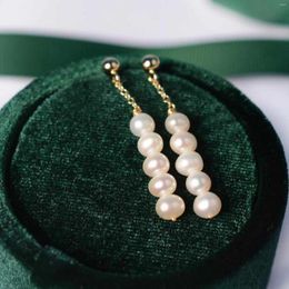 Dangle Earrings Beautiful Natural White Fresh Water Pearl Gold 18k Gift Beaded Stud Wedding Men Bohemian Ear Cuff Children Modern