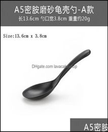 Spoons Spoons 200PcsLot Soup Spoon Black Matte Ladle Plastic Japanese Style Melamine Tableware AntiFall Tortoise Shell Lavacakes2687855